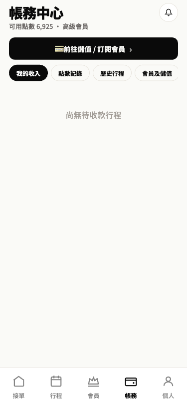收入帳務畫面